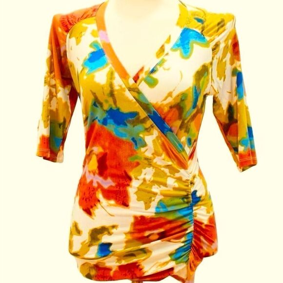 CAbi Watercolor v neck, surplice top. - Picture 1 of 4